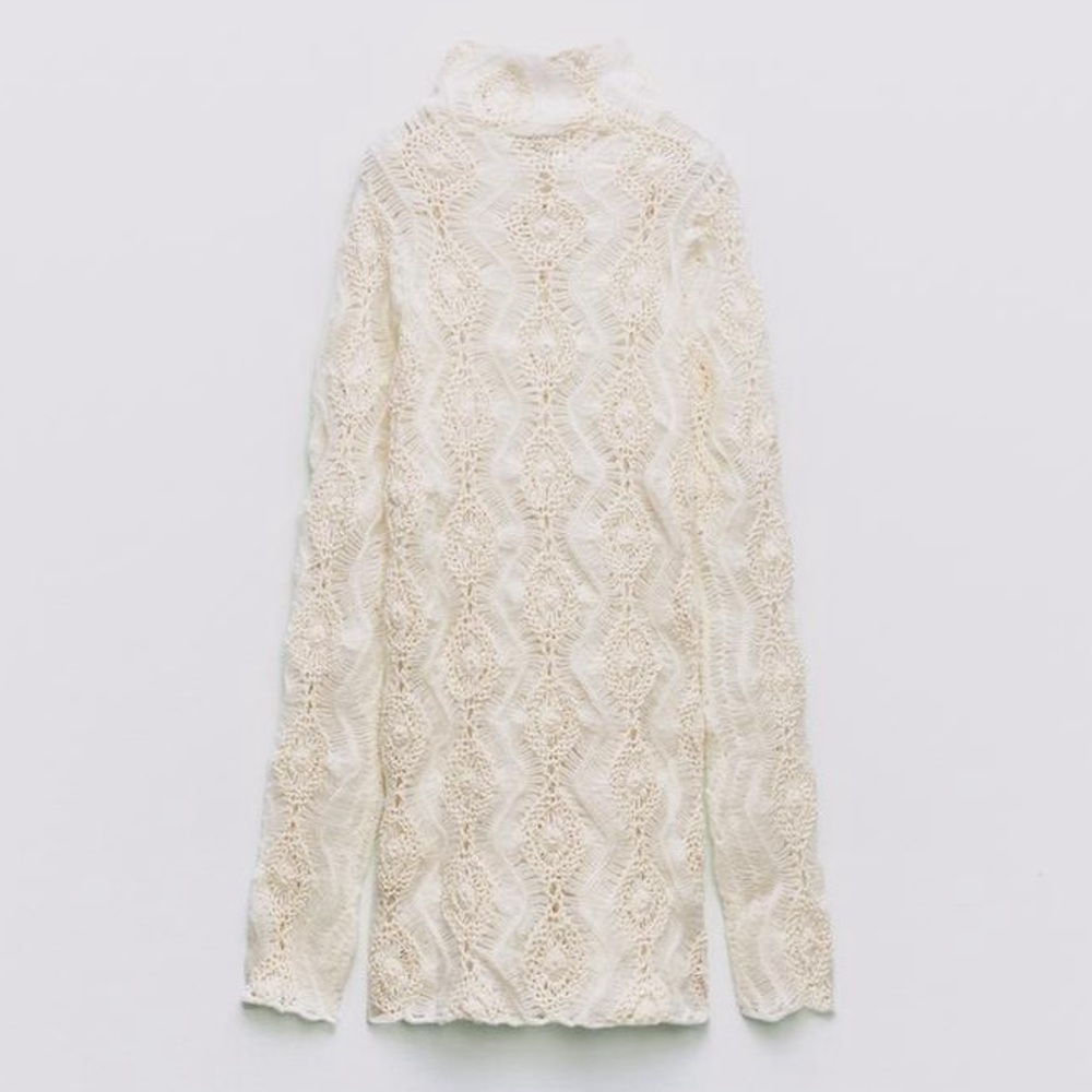 Zara crochet long sleeves short winter dress - Picture 6 of 12